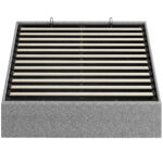 Letto Contenitore Matrimoniale 190x140 cm, Doghe in Legno, Pistone a Gas e Rivestimento in Tessuto, Grigio