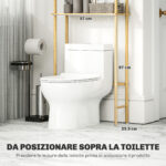 Mobile Sopra WC a 3 Ripiani a Doghe Salvaspazio in Bambù, 63,5x25,5x181 cm, color Legno - immagine 4