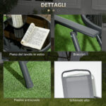 Set da Giardino 3 Pezzi con 2 Sedie 53,5x64x93 cm e Tavolino da Caffè Ø45x50 cm, in Metallo, Grigio Chiaro - immagine 7