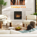 Camino a Bioetanolo 0,9L da Parete in Acciaio Inox, 1x15x54 cm, Nero e Argento - immagine 4