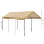 Tendone da Giardino ad Altezza Regolabile in Acciaio e PE per Auto Piccole e Medie, 6x295x265-310 cm, Beige - immagine 3