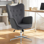 Poltroncina da Salotto Girevole con Braccioli in Velluto, con Dondolo e Altezza Regolabile, Grigio Scuro - immagine 8