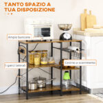 Mobile da Cucina a 3 ripiani in Truciolato con Presa di corrente, Porta USB e Cestino, 90x40x83cm - immagine 6