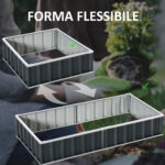 Letto per Orto Rialzato in Acciaio, Forma Regolabile e Fondo aperto, 174x90x30cm - immagine 6