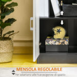 Mobiletto con Cassetto di Legno, con Ripiano Regolabile, Mobiletto da Cucina Salvaspazio, Soggiorno e Anticamera, in Legno MDF, 60x40x90cm, Bianco e Nero - immagine 5