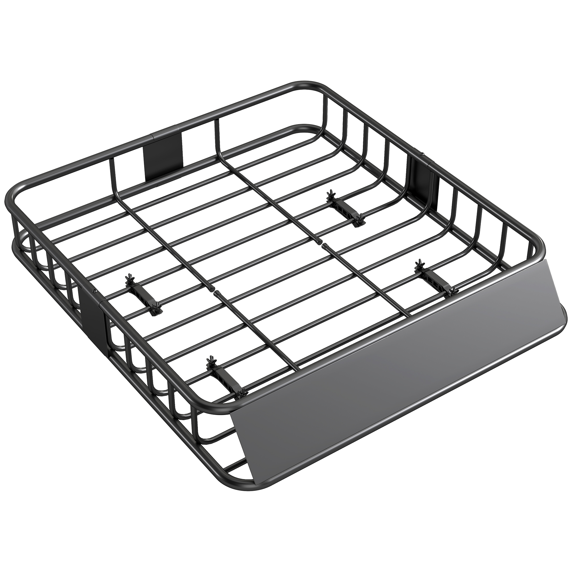 hgBdb7197ee185140.jpg Portapacchi per Auto in Acciaio da 90,7 kg con Deflettori e Guide Laterali, 110,5x99,5x18,5 cm, Nero - immagine 1