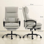 Sedia da Ufficio Massaggiante e Riscaldata, Reclinabile 135° con Poggiapiedi in Pelle PU, Grigio Chiaro - immagine 3