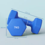 Set 2 Manubri Esagonali da 2x7kg in Metallo e Plastica con Impugnatura Antiscivolo, 22,5x10,5x10,5 cm, Blu - immagine 3