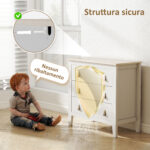 Cassettiera per Camera da Letto a 3 Cassetti con Maniglie in Finta Pelle, 80x40x78,5 cm, Bianco - immagine 6