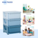 Cassettiera 6 Cassetti per Bambini 3-6 Anni con Bordi Arrotondati, Mobile Portagiochi in PP, 37x37x56,5cm, Blu - immagine 7