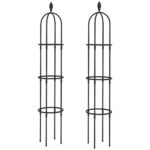 Set 2 Supporti per Piante Rampicanti Alti 1,7 m in Acciaio Antiruggine con Decorazioni, Nero