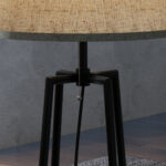 Lampada da Terra a 2 Ripiani in Metallo e MDF con Paralume in Tessuto, Ø42x166 cm, Nero e Marrone - immagine 8