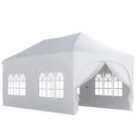 Gazebo da Giardino Pieghevole 3x6 m con Pareti Rimovibili e Borsa di Trasporto, Bianco