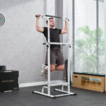 Stazione Fitness con Barre per Dip e Trazioni, Altezza Regolabile 176,5-227 cm e Capacità 120 kg, Bianco - immagine 9