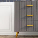 Cassettiera 3 Cassetti Moderna in Legno e Alluminio, 60x40x71,5 cm, Oro e Grigio Scuro - immagine 8