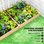 Orto in Cassetta con Divisorio Centrale e Fondo Aperto, in Legno di Abete, 235x121x26 cm, color Legno - immagine 4