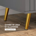 Cassettiera 3 Cassetti Moderna in Legno e Alluminio, 60x40x71,5 cm, Oro e Grigio Scuro - immagine 5