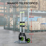 Carrello Portapacchi Pieghevole Capacità 70 kg con Maniglia Telescopica in Alluminio, Argento - immagine 5