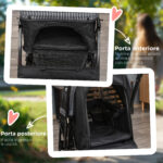 Passeggino per Cani Piccoli Pieghevole con Maniglione Girevole e Cestino Portaoggetti, Nero - immagine 7
