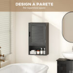 Armadietto Bagno a Parete con Ripiano Regolabile e Anta Ammortizzata, 40x20x60 cm, Nero - immagine 6