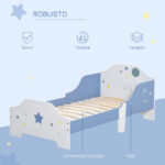 Letto Basso per Bambini di +3 Anni con Sponde Blu e Bianco - immagine 4