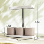 Lampade per Pianta da 42 Luci LED con 3 Vasi, Timer e Illuminazione Regolabile, 45x18,8x47,8 cm, Bianco - immagine 3