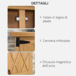 Armadio da Giardino Porta Attrezzi in Legno con 2 Ante e 4 Scaffali, Piano in Lamiera, 75x40x90 cm - immagine 7
