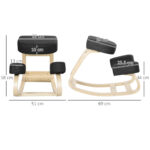 Sedia Inginocchiatoio Ergonomica in Legno di Betulla con Cuscino, 51x69x58 cm, Nero - immagine 3