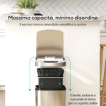 Cestino Rifiuti da 12L a Infrarossi con Secchio Rimovibile, in Acciaio Inox, ABS e PP, 28x22x41 cm, Argento - immagine 6