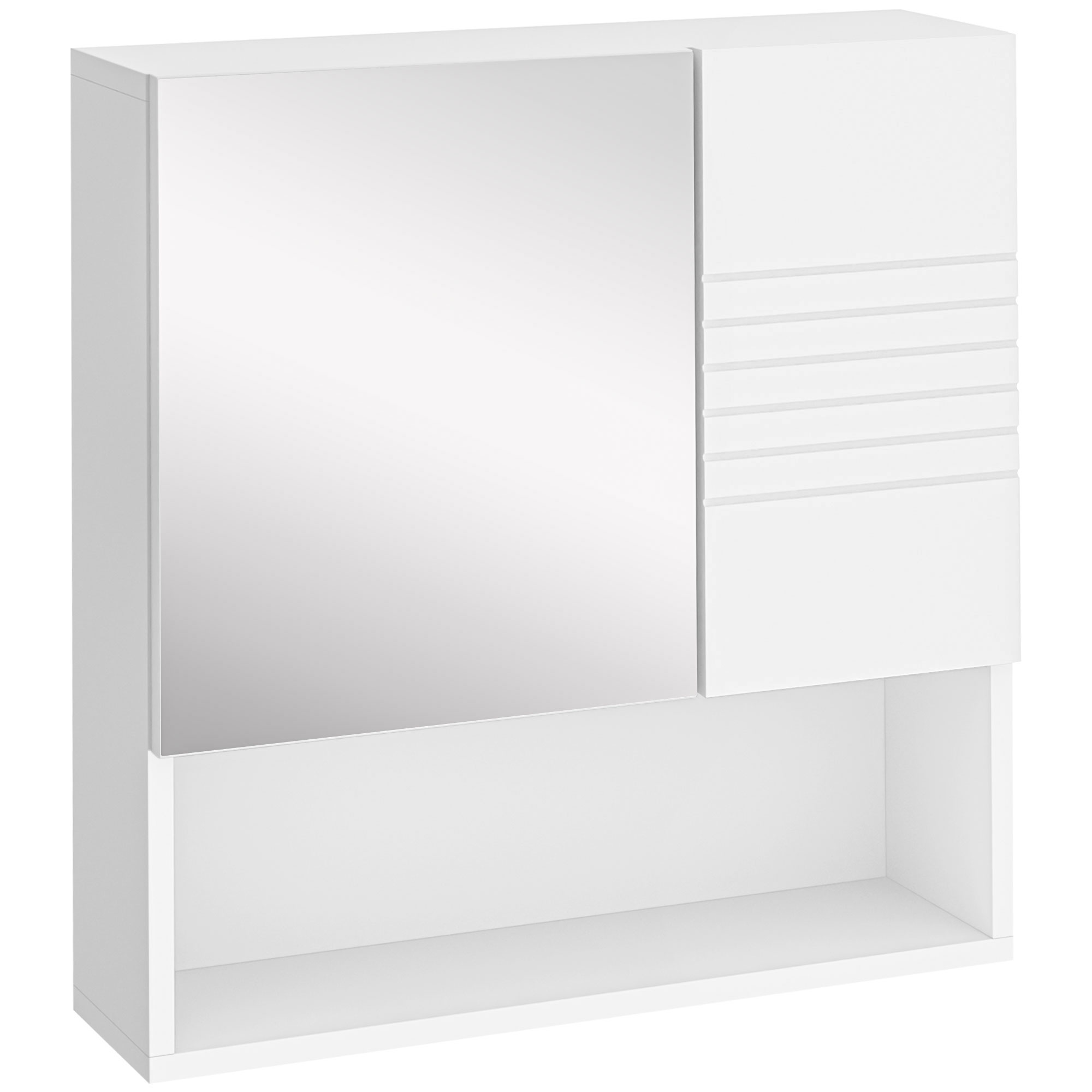 iMGb471992cbdca15.jpg Armadietto Specchiera Bagno, Specchio Bagno Contenitore con Fissaggio a Muro, 54x15x55cm, Bianco - immagine 1