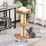 Tiragraffi ad Albero per Gatti con Cuccia, Cuscino, Rivestimento Peluche e Pali in Corda Sisal - immagine 2