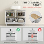 Mobile Sottolavabo Moderno con 2 Cassetti e Divisori per Lavabo Senza Piedistallo, 80x30x60 cm, Bianco - immagine 4