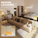 Lampada da Terra con Ripiani, Luce Regolabile, Interruttore a Pedale e Porte USB, Bianco e Rovere - immagine 9