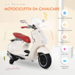 Moto Elettrica per Bambini con Licenza Ufficiale Vespa, 2 Rotelle, Luci e Suoni, 108x49x75 cm, Bianca - immagine 9