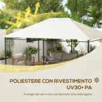 Tetto di Ricambio 4x3 m per Gazebo Anti UV in Poliestere con Presa d'Aria, Bianco Crema - immagine 4