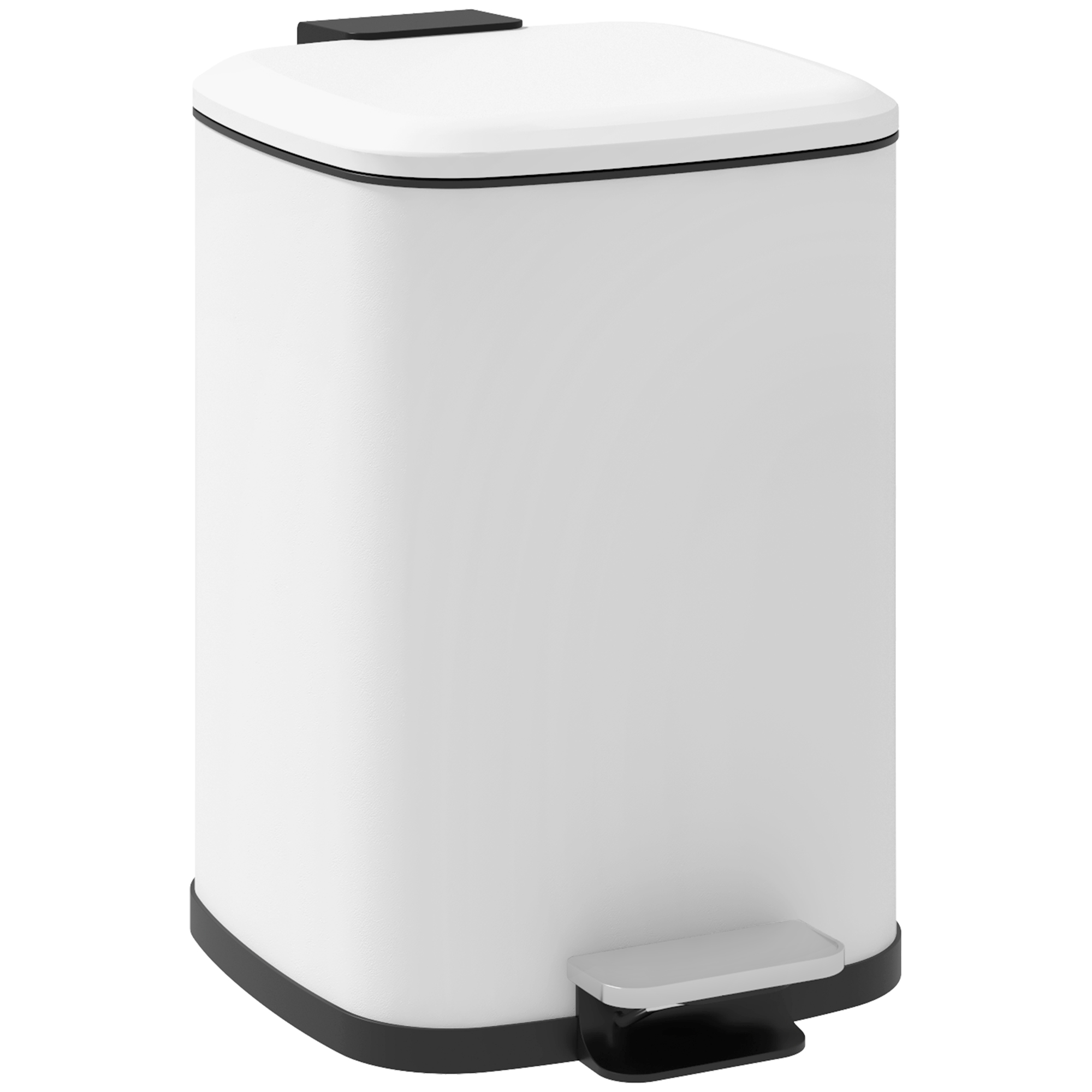 iVJdd119494ae79f6.jpg Bidone Immondizia da 12L a Pedale con Chiusura Silenziosa, in Metallo e PP, 24,5x32x34,5 cm, Bianco - immagine 1