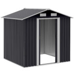 Capanno da Giardino 2x1,5x1,9m in Acciaio Zincato, Doppia Porta Scorrevole e 4 Prese d'aria