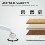 Sedia da Ufficio Ergonomica e Regolabile con Schienale Ricurvo, in Pelle PU e Acciaio, 58x53x97-107 cm, Bianco - immagine 8