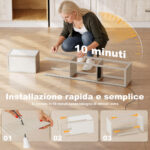 Lampada da Terra con Ripiani, Luce Regolabile, Interruttore a Pedale e Porte USB, Bianco e Rovere - immagine 8