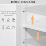 Mobile Bagno Multiuso Salvaspazio, Armadietto da Bagno con Armadietto 2 Ante, Mensola e 2 Cassetti Regolabili, 60x30x108,8cm, Bianco - immagine 4