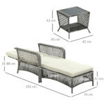 Mobili da Giardino Set 2 Pz in Rattan Chaise Longue e Tavolino da Caffè - immagine 3