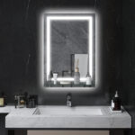 Specchio per Bagno a Luci LED a 3 Colori Regolabili con Mensola in Vetro, 50x12x70 cm, Argento - immagine 2