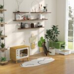 Lettiera per Gatti Chiusa con Paletta, Vassoio Estraibile e 2 Porte, 47,5x35,5x36,7cm, Verde Chiaro - immagine 8