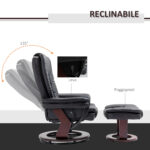 Set Poltrona Relax e Pouf Poggiapiedi, Girevole a 360° e Reclinabile, Similpelle PU - immagine 4
