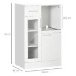 Credenza Moderna con Armadietti e Cassetto in Legno e Vetro, 60x40x95cm, Bianco - immagine 3