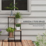 Scaffale per Piante a 4 Livelli in Acciaio e Legno, 40x40x75,5 cm, Marrone e Nero - immagine 4