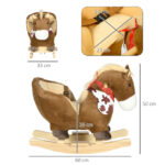 Cavallo a Dondolo per Bambini da 18-36 Mesi con Suoni Realistici, 60x33x50 cm, Marrone e color Legno - immagine 3
