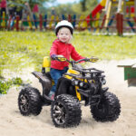 Quad per Bambini Elettrico 12V con Fari e Batteria Ricaricabile, Età 3-5 Anni, 1x65x73cm, Giallo - immagine 2