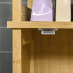 Mobile Bagno a 3 Ripiani e 1 Credenza, Design a Doghe, Bambù, 34x30x173cm - immagine 8