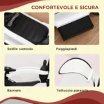 Macchina a Spinta per Bambini 12-36 Mesi con Licenza Mercedes, Tettuccio e Maniglia di Spinta, 85,5x40,5x95 cm, Bianco - immagine 6